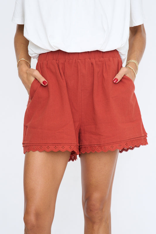 Effortless Feminine Lace Trim Shorts