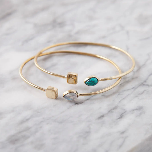 Brass Bracelet with Turquoise End