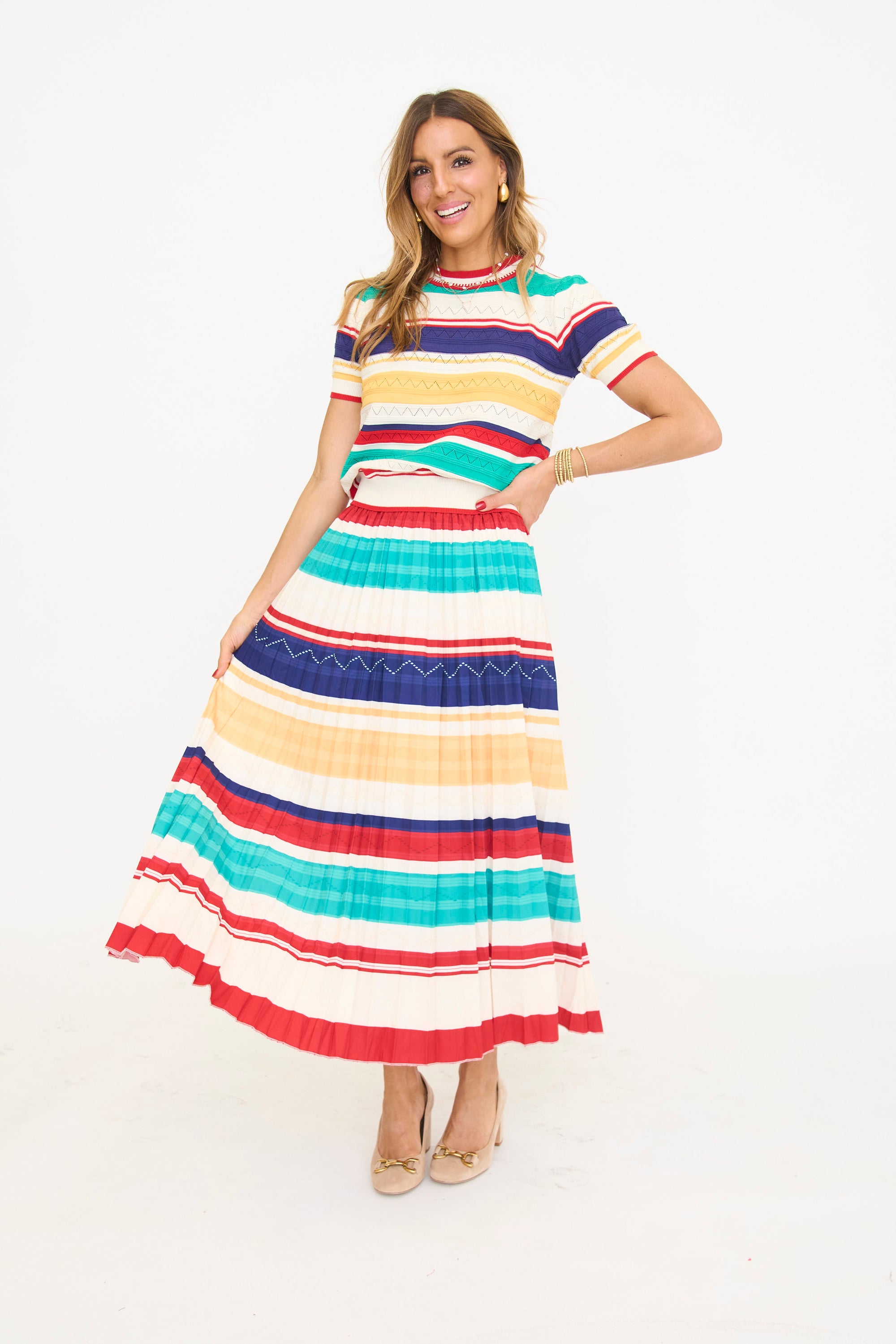 Bold Stripe Skirt Set