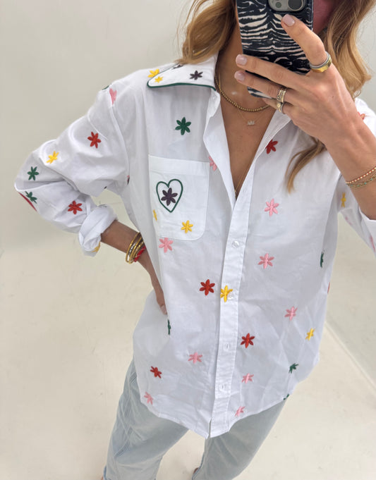 Heart Elbow Confetti Button-Up