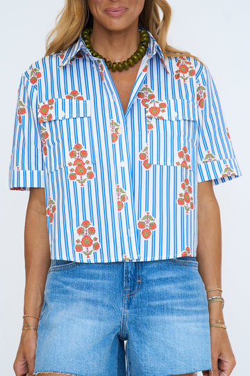 Stripe Floral Pocket Camp Top
