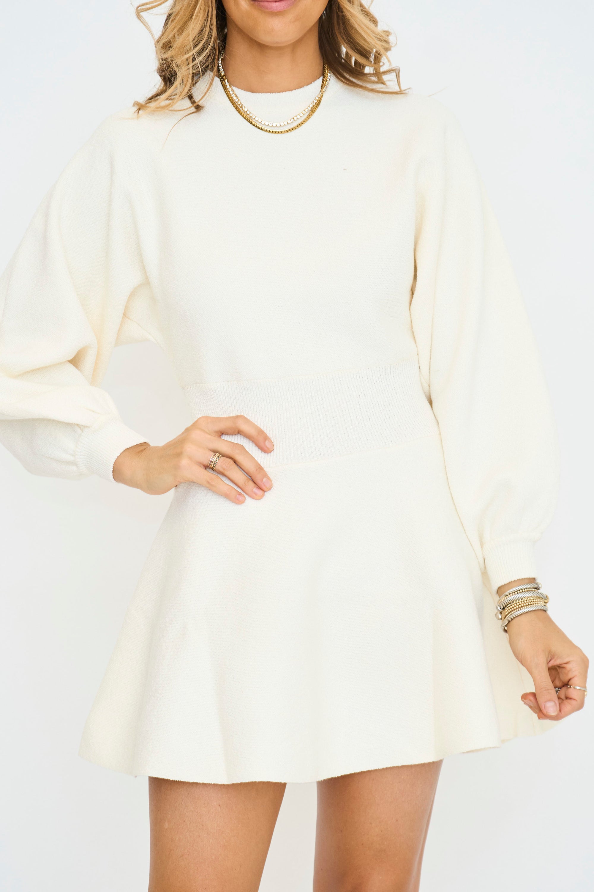 Balloon Sleeve Sweater Dress