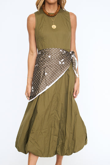 Scarf Waist Bubble Hem Dress