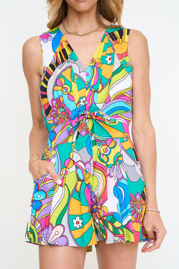 Maritza Psychedelic Print Cotton Romper