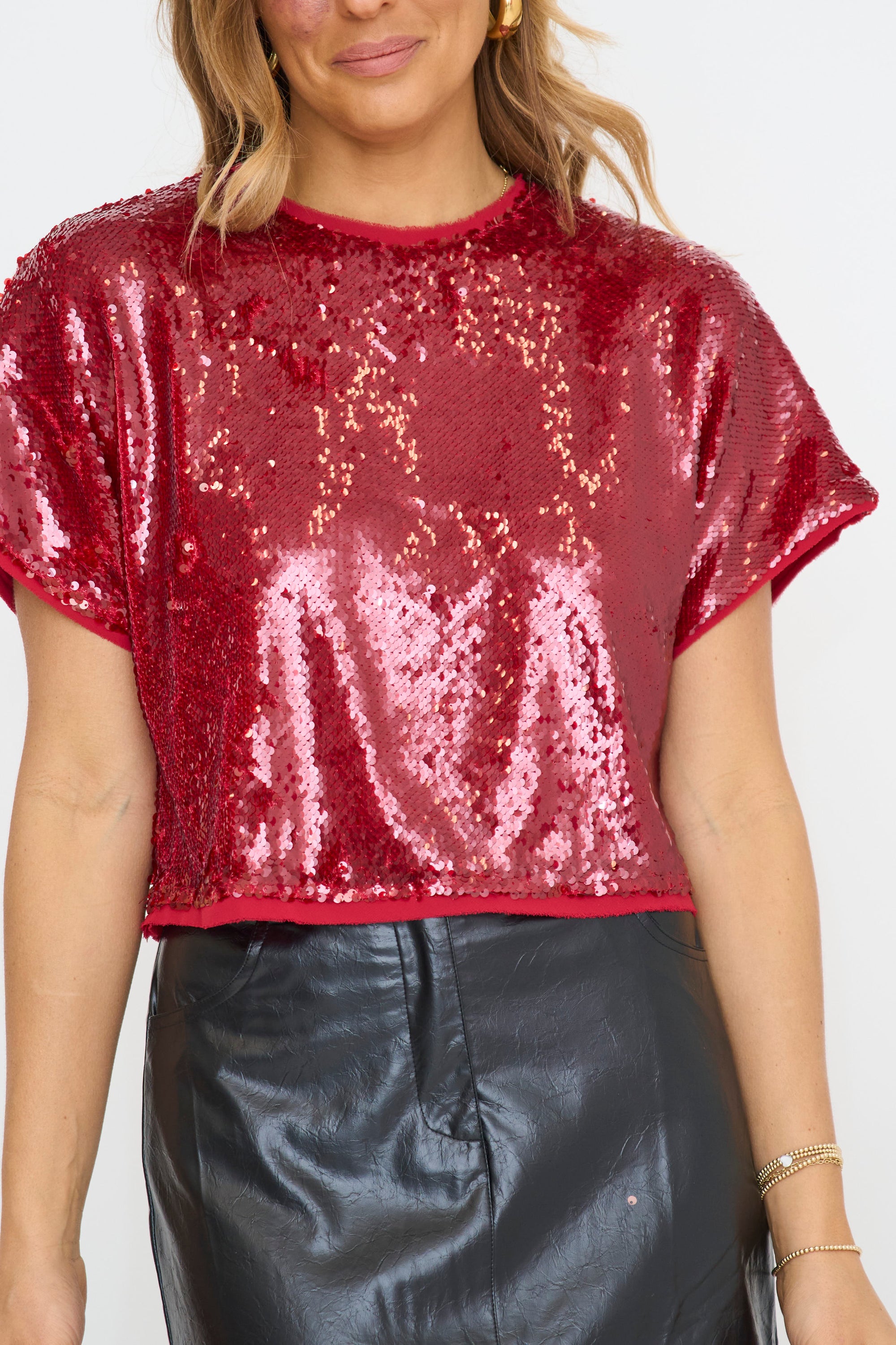 Cherry Sequin Top