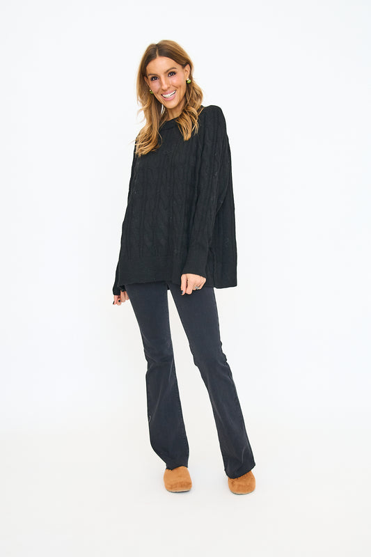 Cable Knit Pullover Tunic Sweater