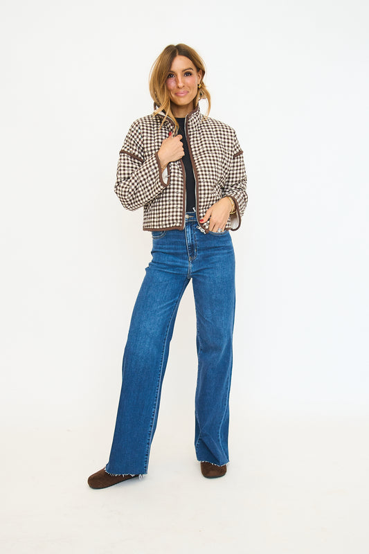 Gingham Puffer Jacket