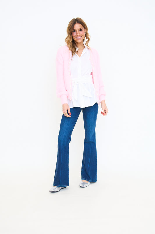 Fuzzy Pearl Knit Cardigan