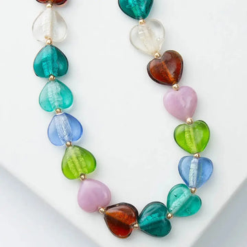 Lampwork Glass Beaded Heart Necklace