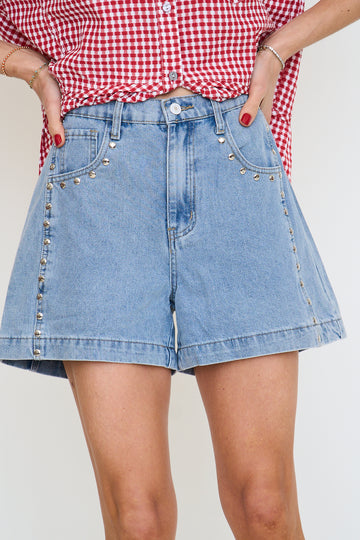 Studded Denim Shorts