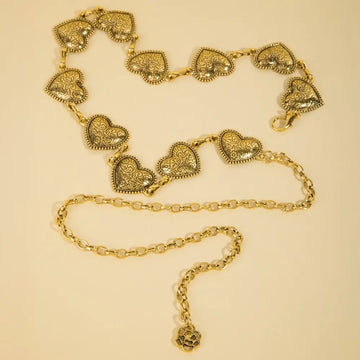 Engraved Hearts Chain Belt