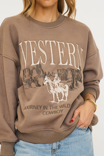 'Cowboy' Crew Neck Oversized Sweatshirt