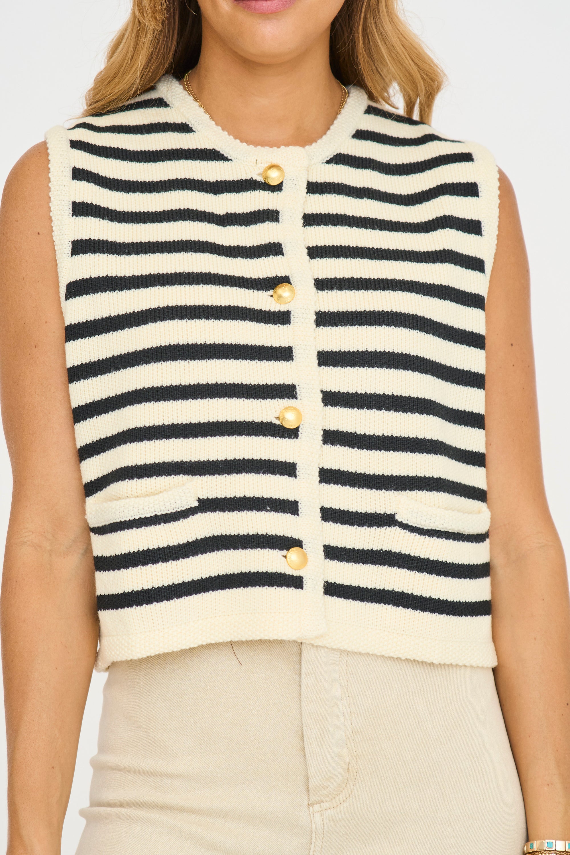 Ellie Grey Button Sweater Vest