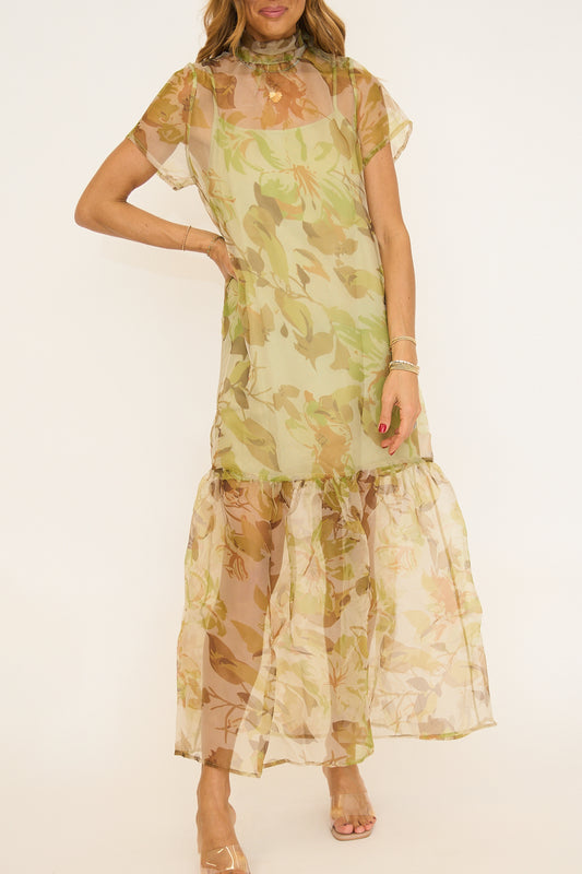 Ellery Floral Dime Organza Maxi Dress