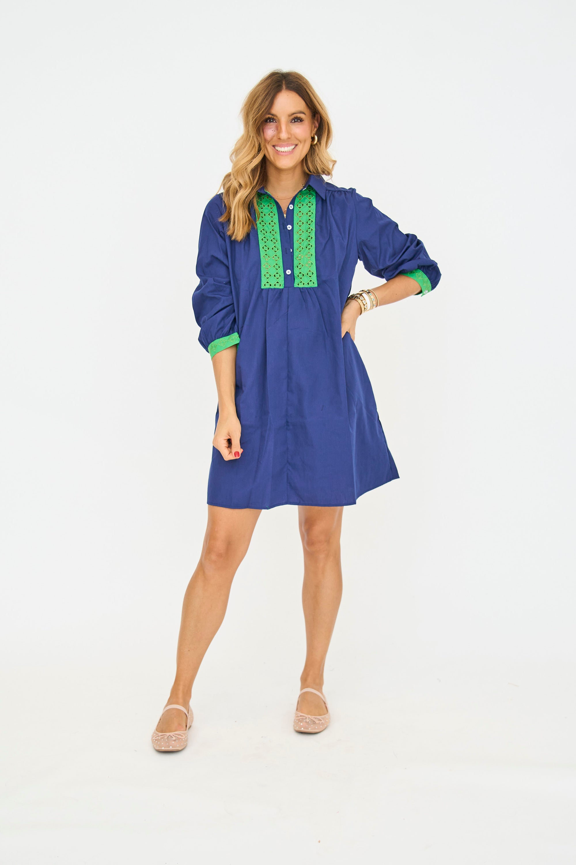 Hallie Embroidered Shirt Dress