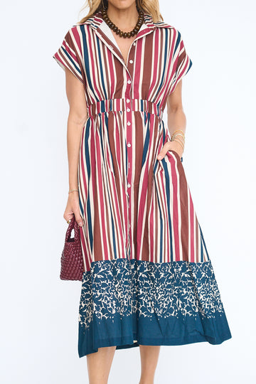 Madison Multi Stripe Midi Dress