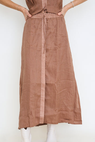 Caramel Maxi Skirt with Slit