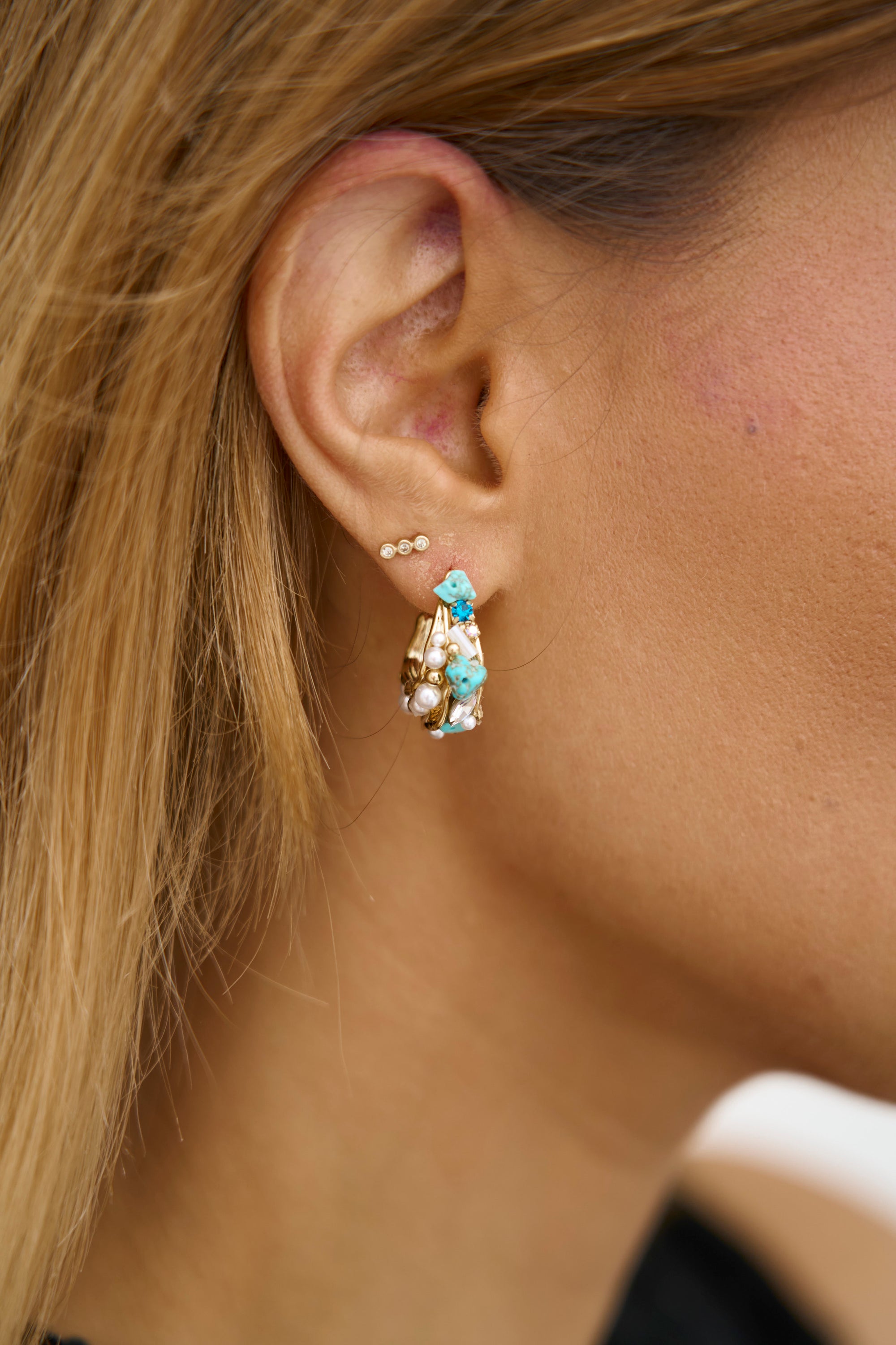 Turquoise Cluster Hoops
