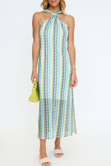 Cycladic Loom Halter Dress