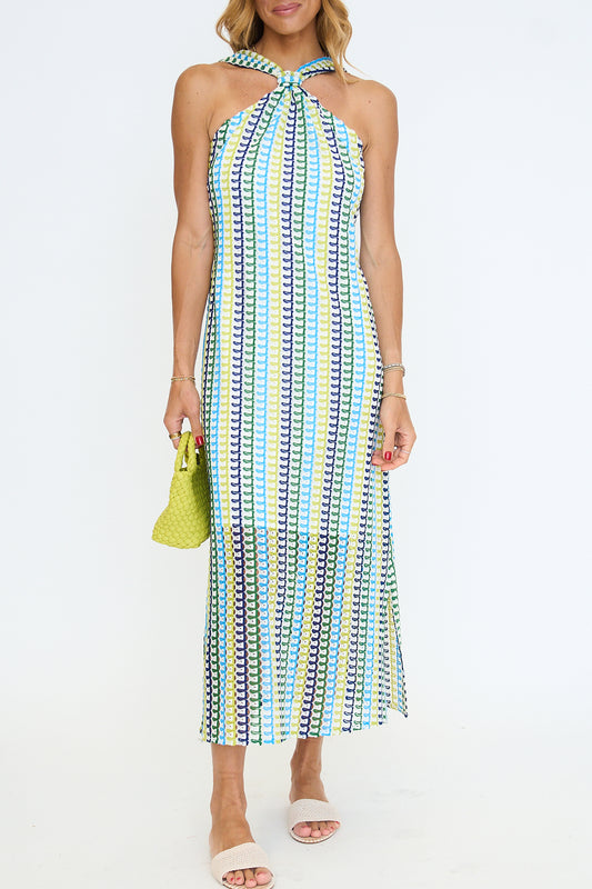Cycladic Loom Halter Dress
