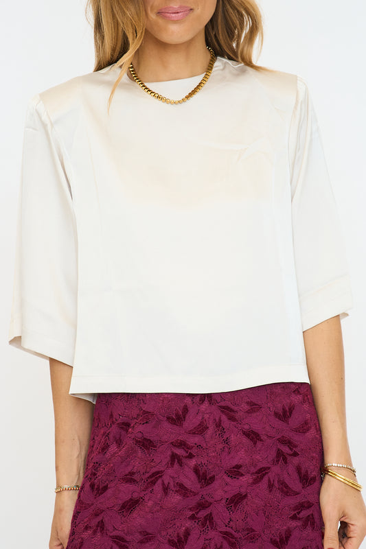 Satin Top with Shoulder Pads