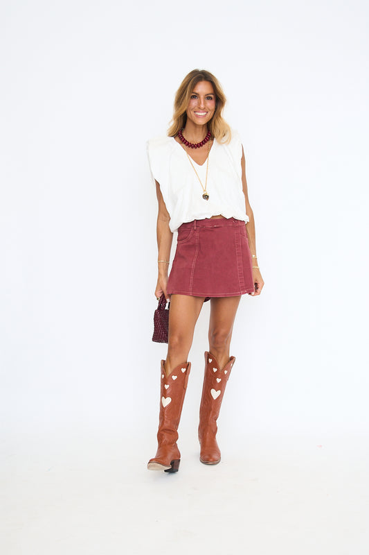 Maroon Tailored Skort