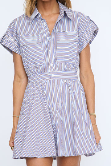 Stripe Utility Pocket Shirt Dress
