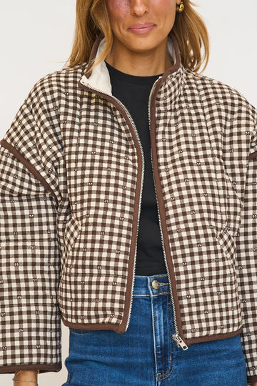 Gingham Puffer Jacket