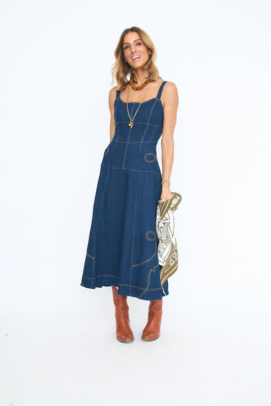 Delila Denim Midi Dress