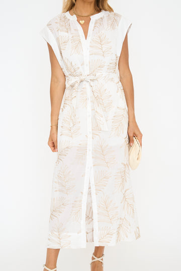 Palm Lurex Button Down Dress