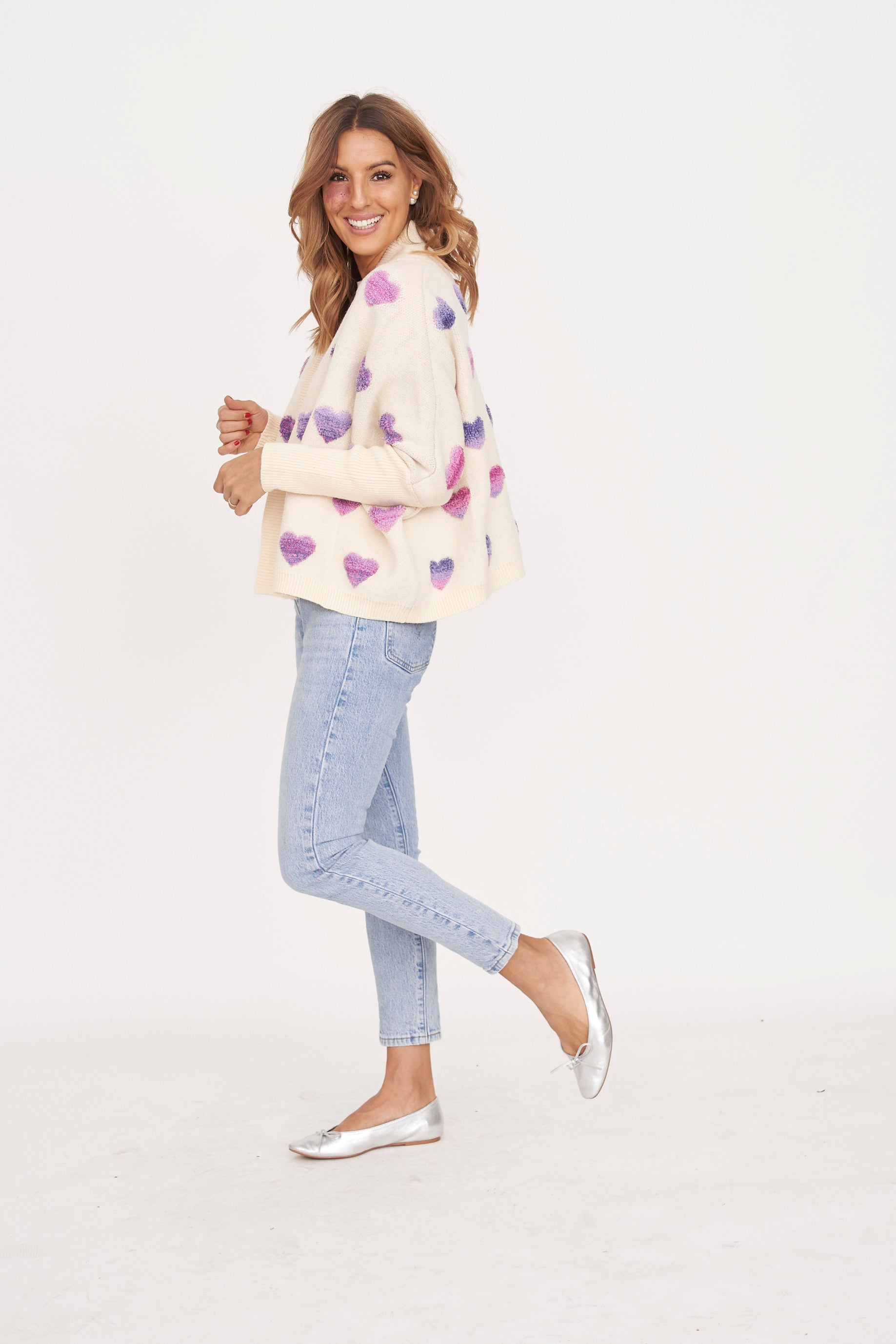 Ombre Heart Sweater Cardigan
