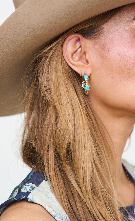 Bubble Turquoise Hoop Earrings