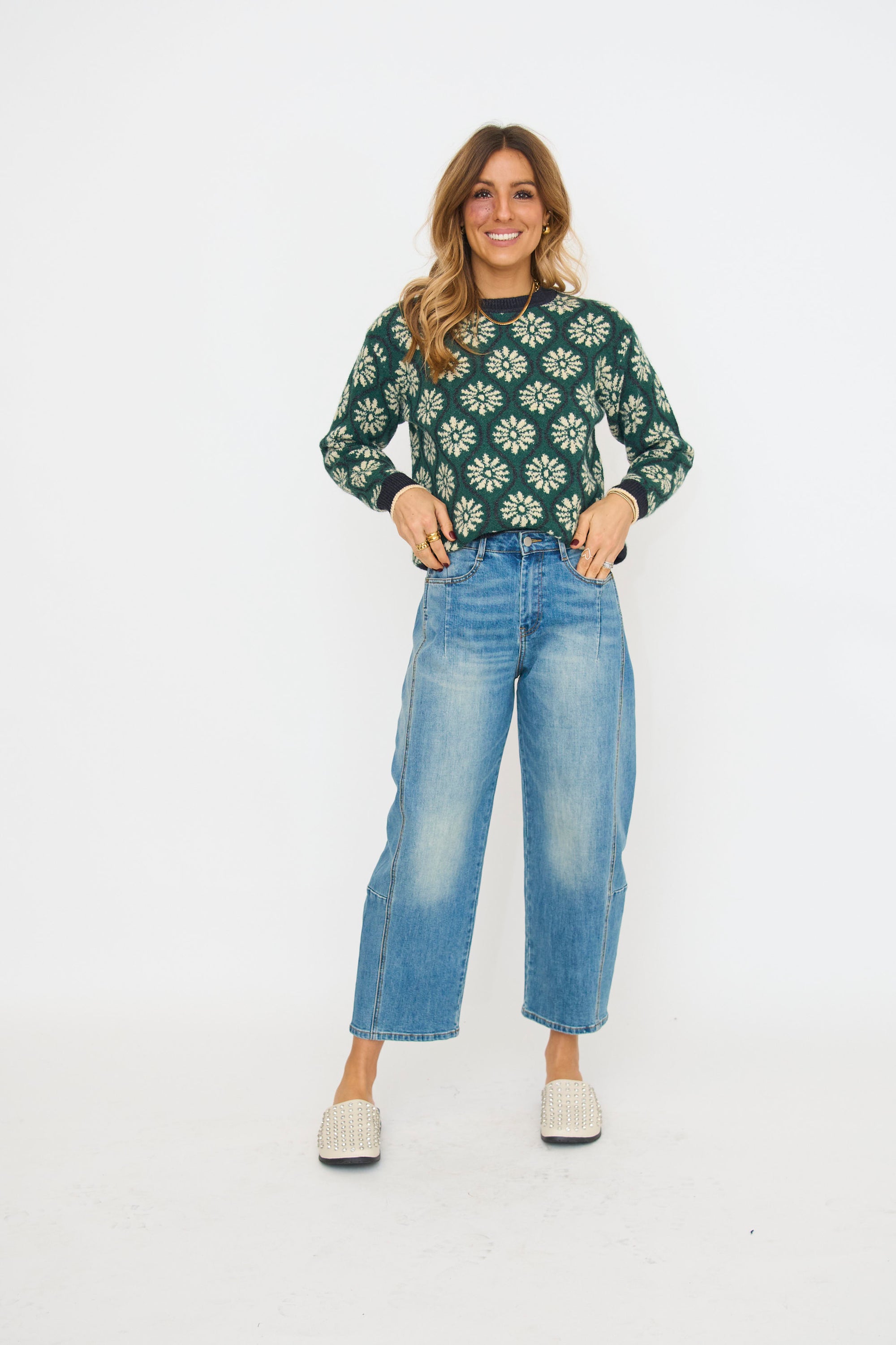 Geo Floral Pullover Sweater