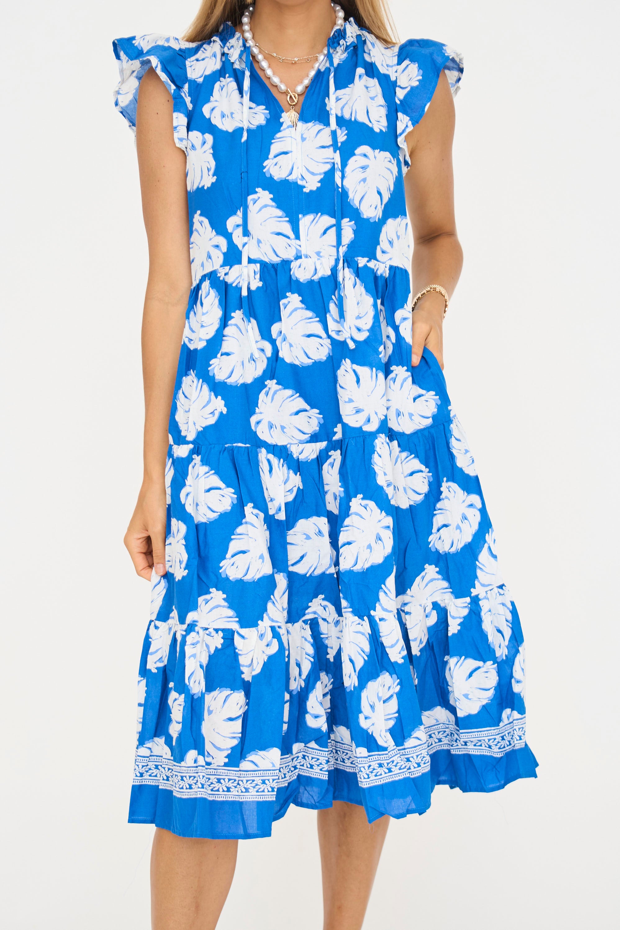 Griffin Palm Print Midi Dress