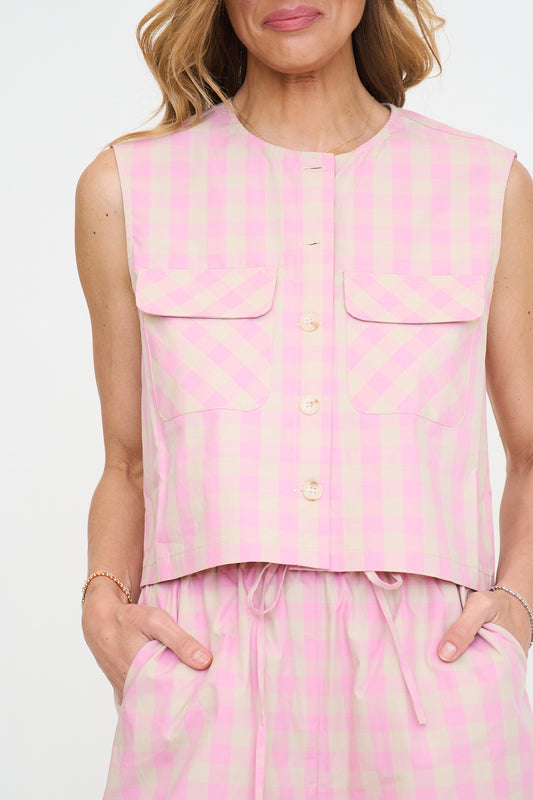 Aurora Pink Check Vest