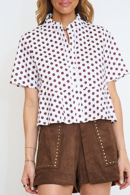 Polka Dot Button Down Top
