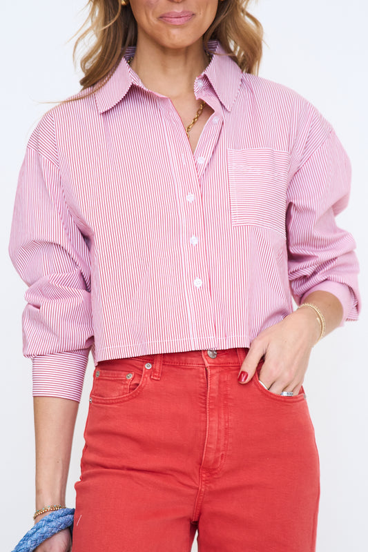 Evelyn Poplin Button Down Top
