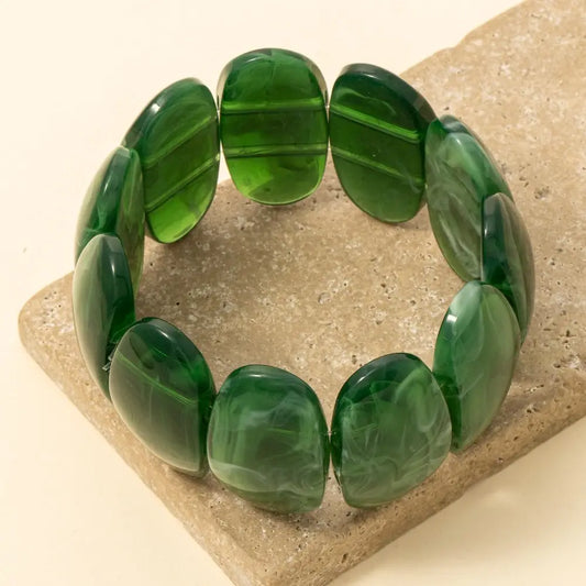 Marble Acrylic Ovals Elastic Bracelet