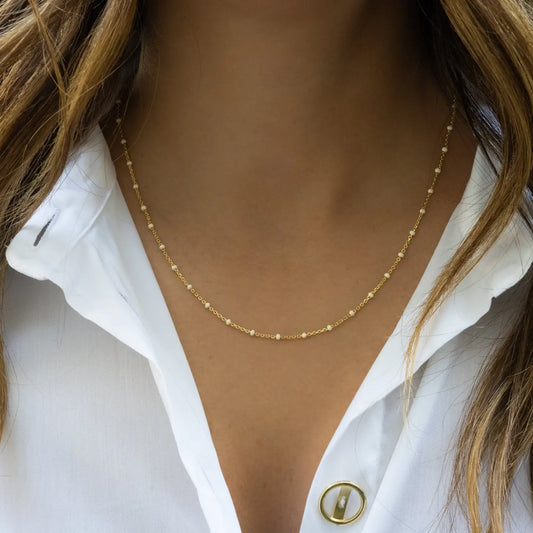 Cream Enamel Beaded Necklace