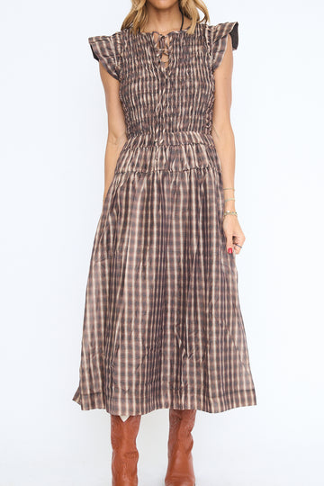 Mariska Plaid Midi Dress