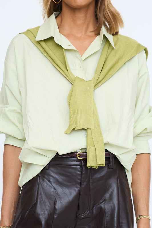 Elsie Button Down Shirt with Knit Shawl