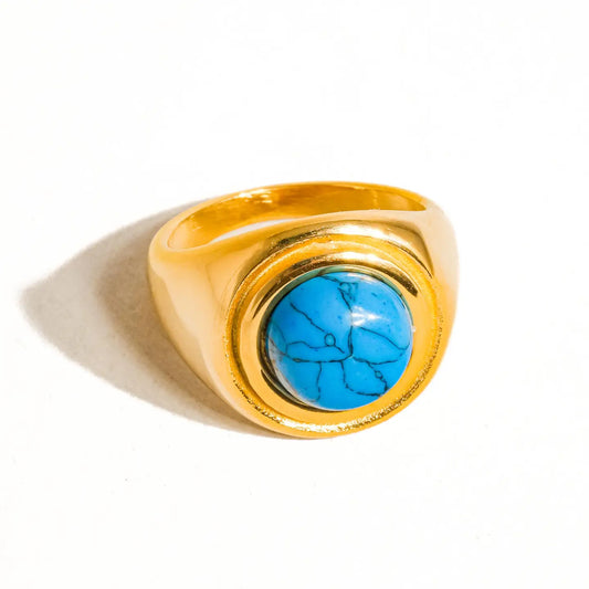 Simone 18K Gold Non-Tarnish Turquoise Stone Ring