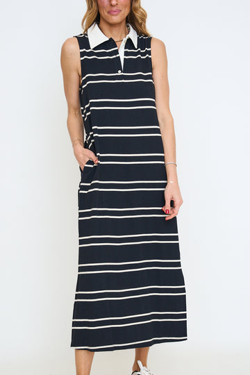 Collared Striped Midi Dress