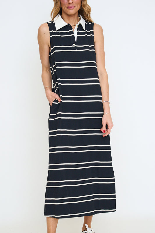 Collared Striped Midi Dress