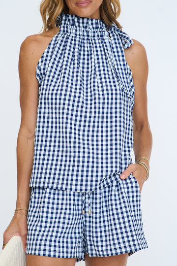 Gingham Halter Top and Shorts Set