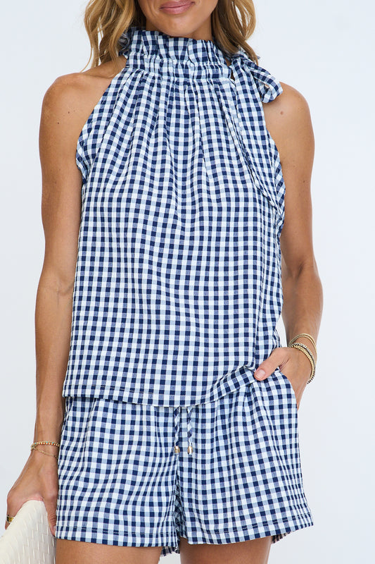 Gingham Halter Top and Shorts Set