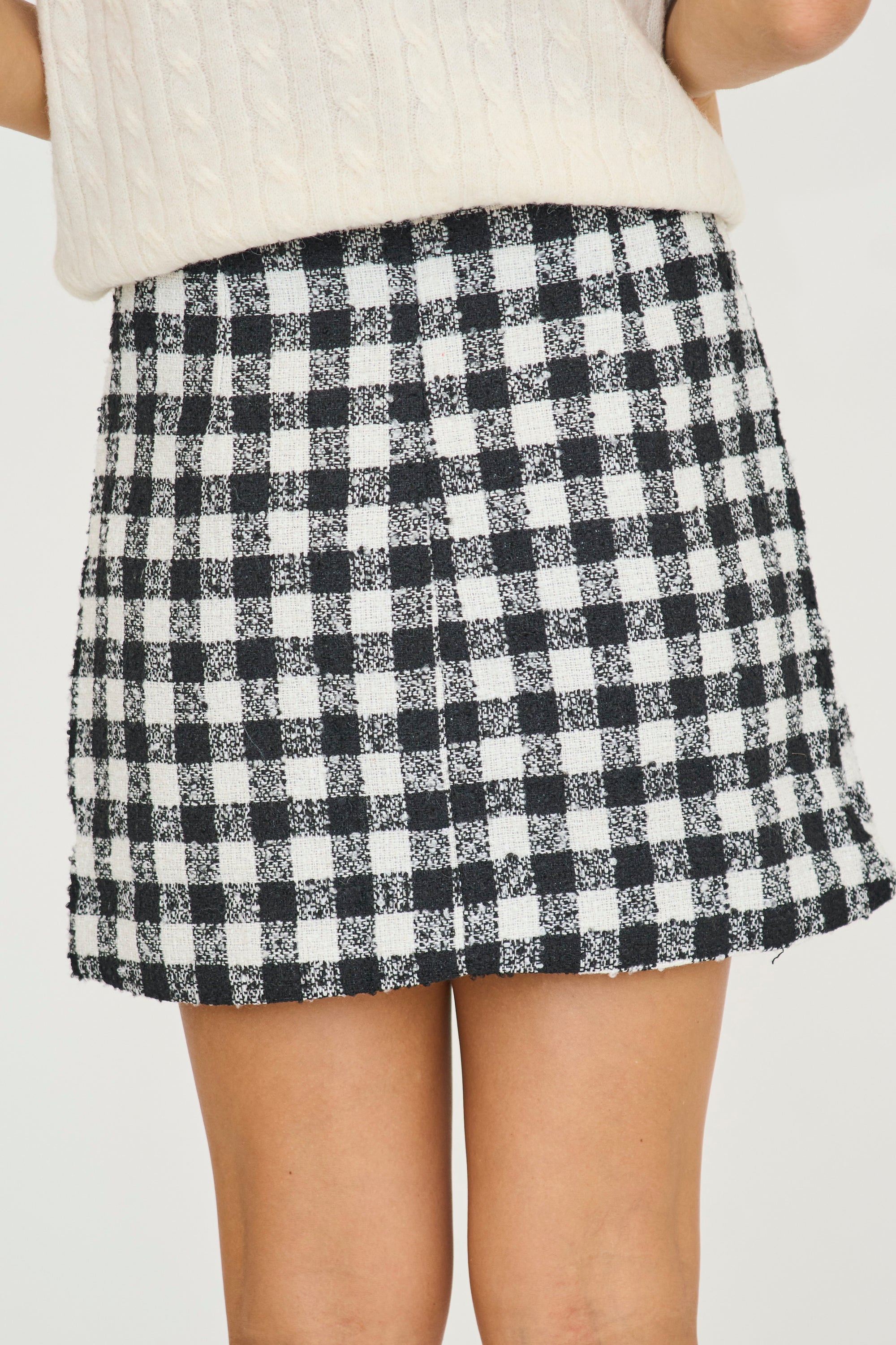 Bridget Checkered Tweed Mini Skirt