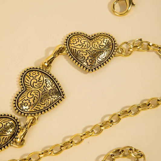 Engraved Hearts Chain Belt
