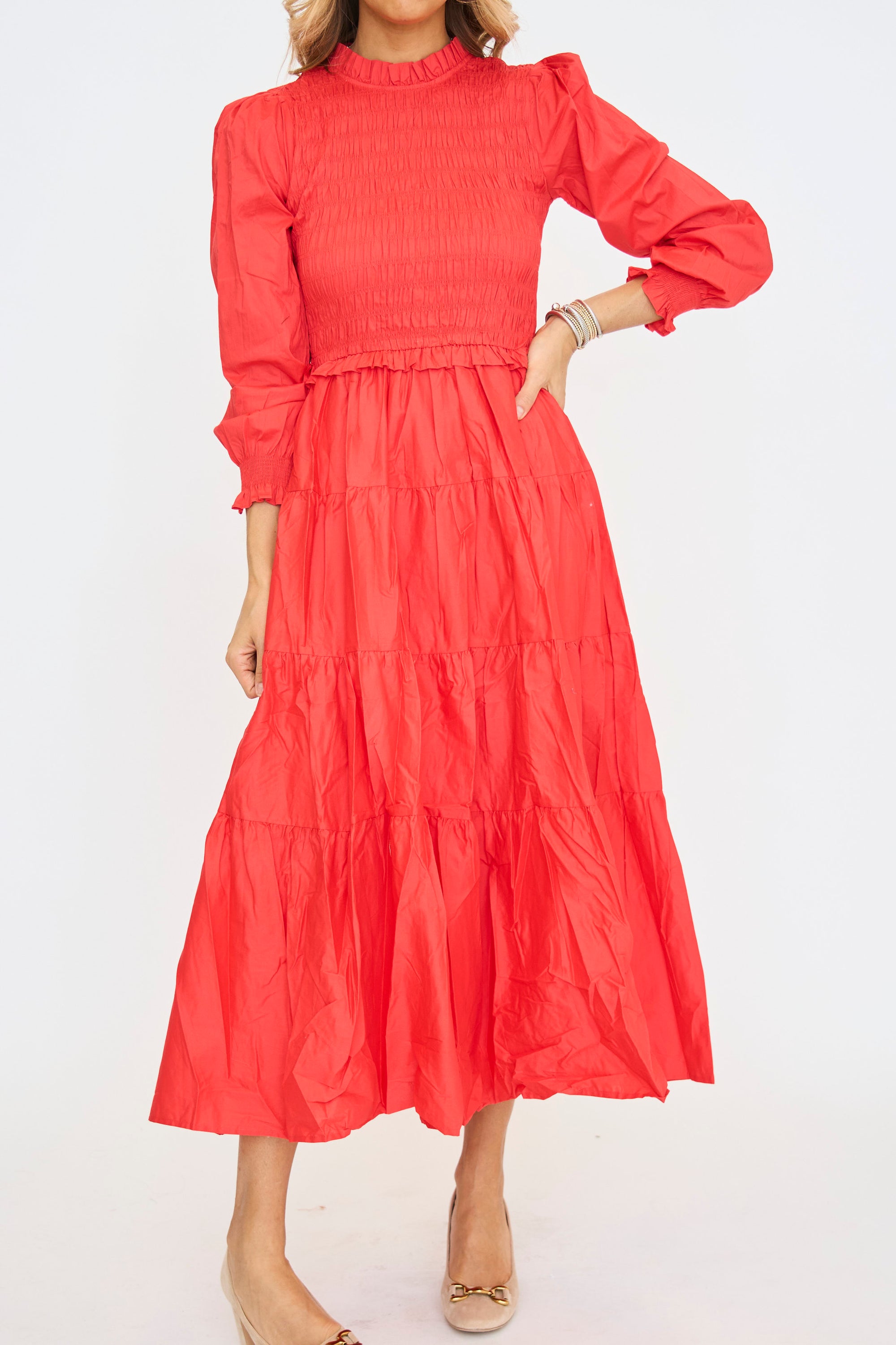 Red Smock Maxi Dress