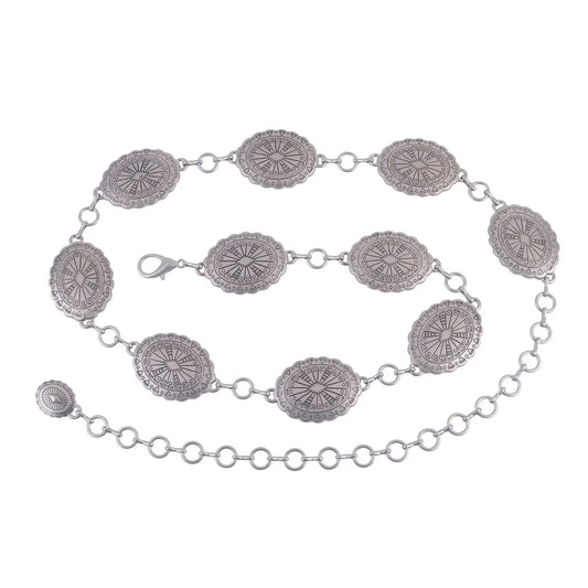 Tooled Oval Concho Chain Belt